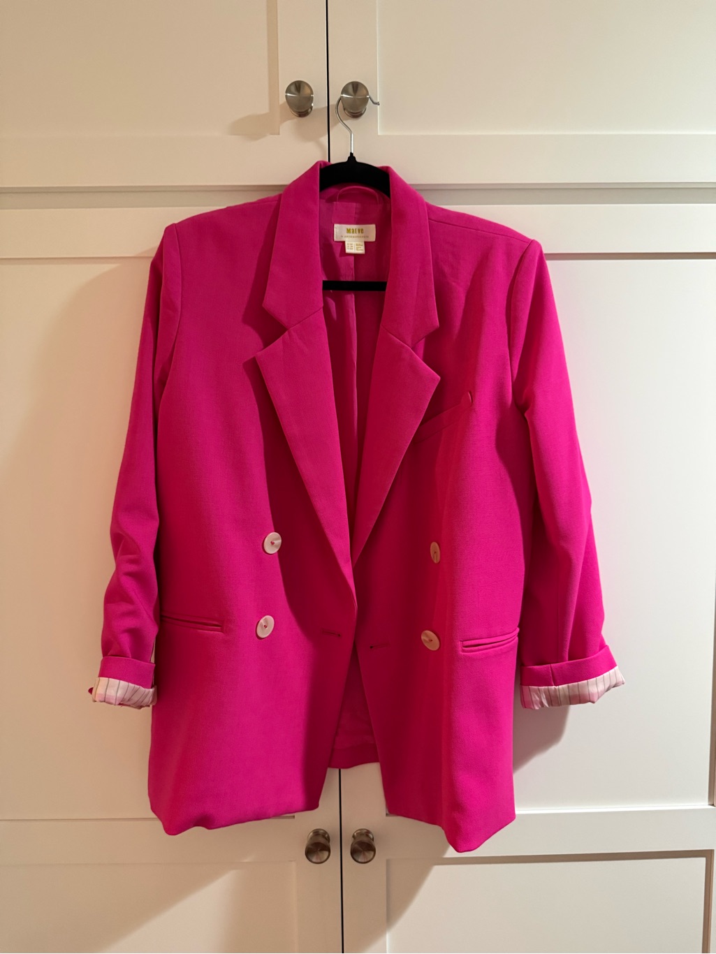 Anthropologie Hot Pink Double-Breasted Blazer